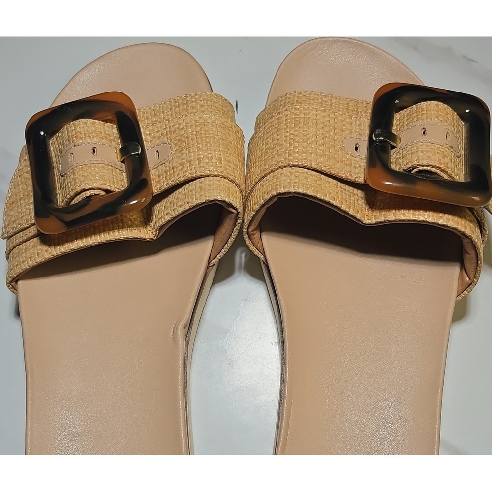 Dolce Vita Women's Beige/Tan‎ Woven Strap Buckle Slide Sandals